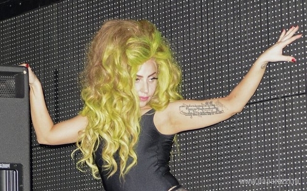 Леди Гага вышла на сцену в сетчатых колготках и купальнике