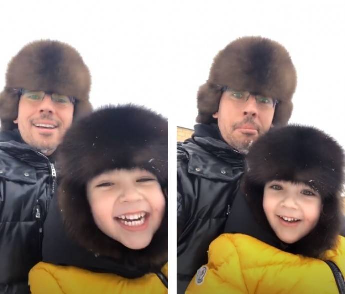Максим Галкин и Гарри устроили заезд на снегокате по личной бобслейной трассе