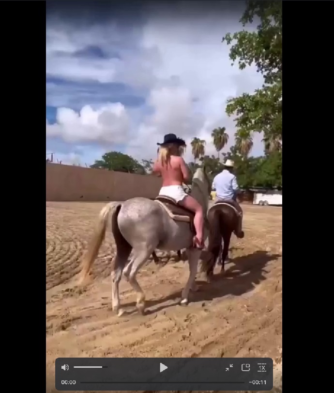 Бритни Спирс прокатилась на лошади топлесс