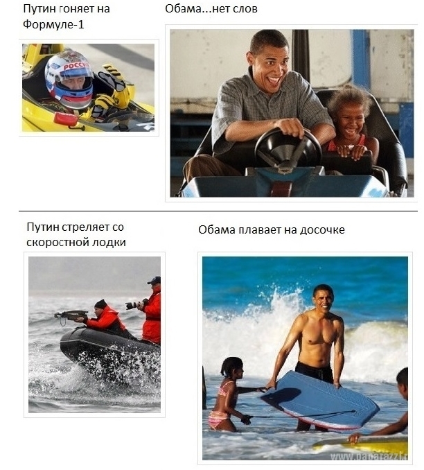 Американцы решили сравнить Путина и Обаму