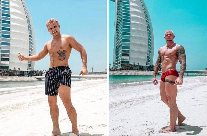 На отдыхе в Дубае Филипп Киркоров засветил огромный живот и двоих мускулистых красавцев из своего сопровождения