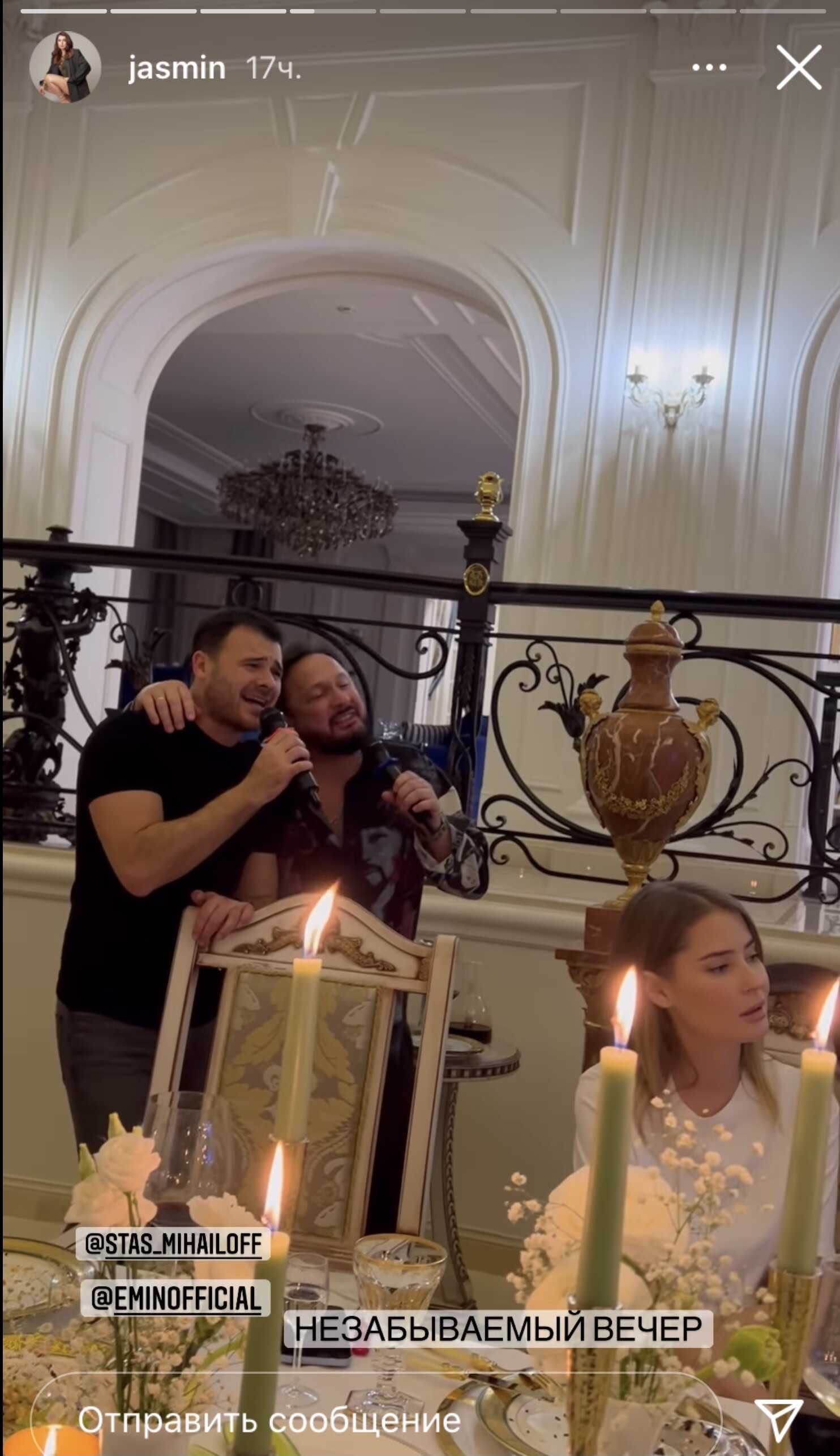 Эмин Агаларов и Алена Гаврилова вместе пришли на домашнюю вечеринку, где модель явно была не в своей тарелке
