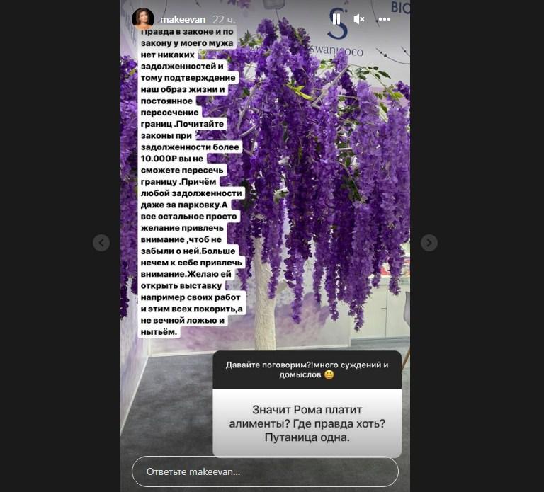 Анастасия Макеева попыталась доказать, что у Романа Малькова нет долгов по алиментам