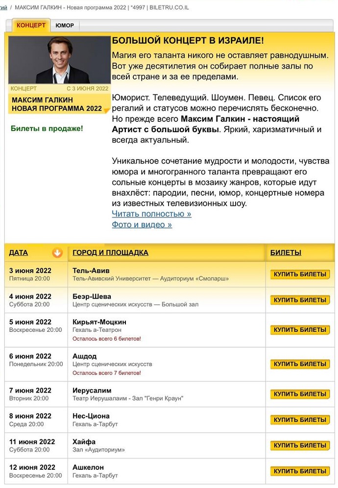 Максим Галкин уже начал активно зарабатывать в Израиле